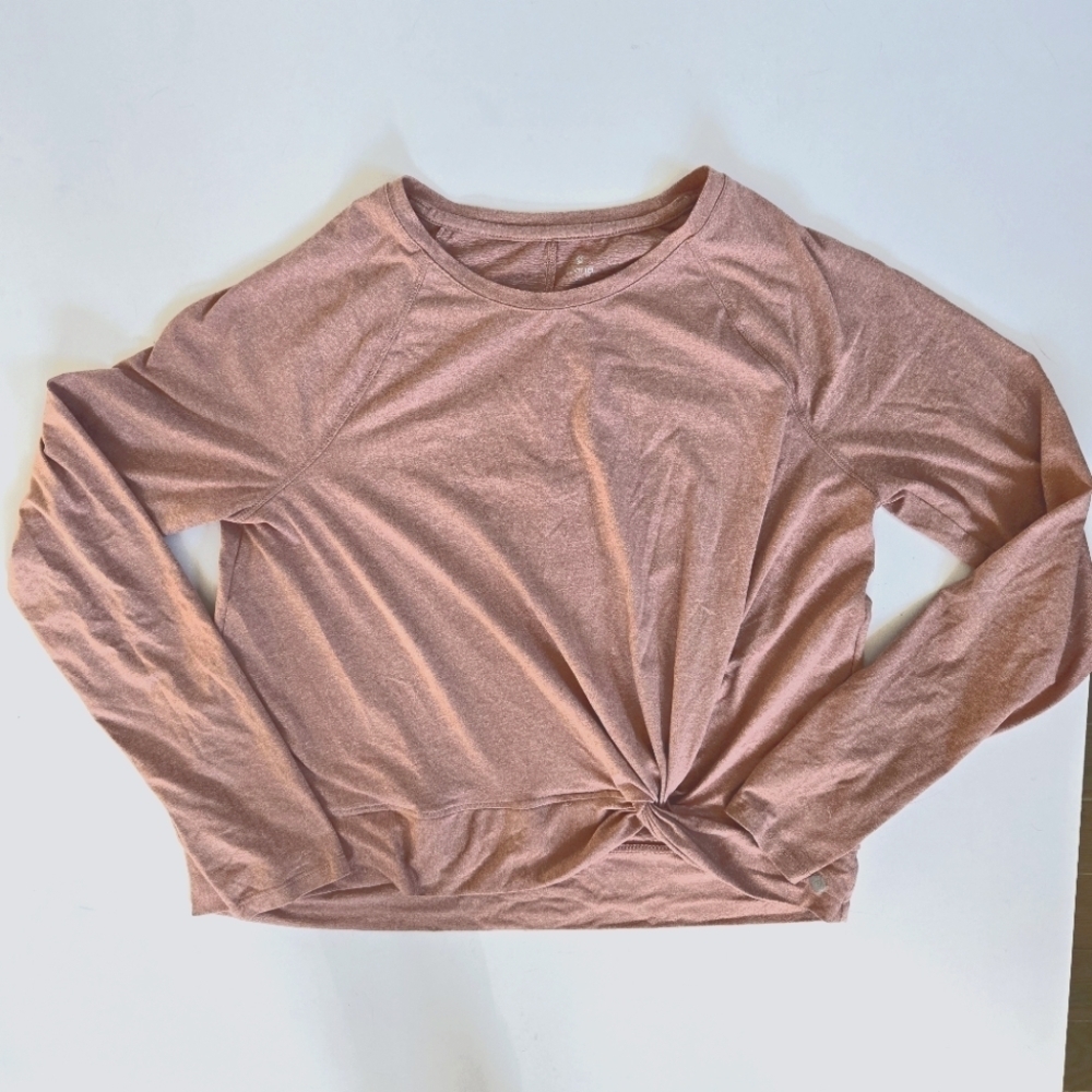 Apana long sleeve pink knot front soft yoga workout wear sz M